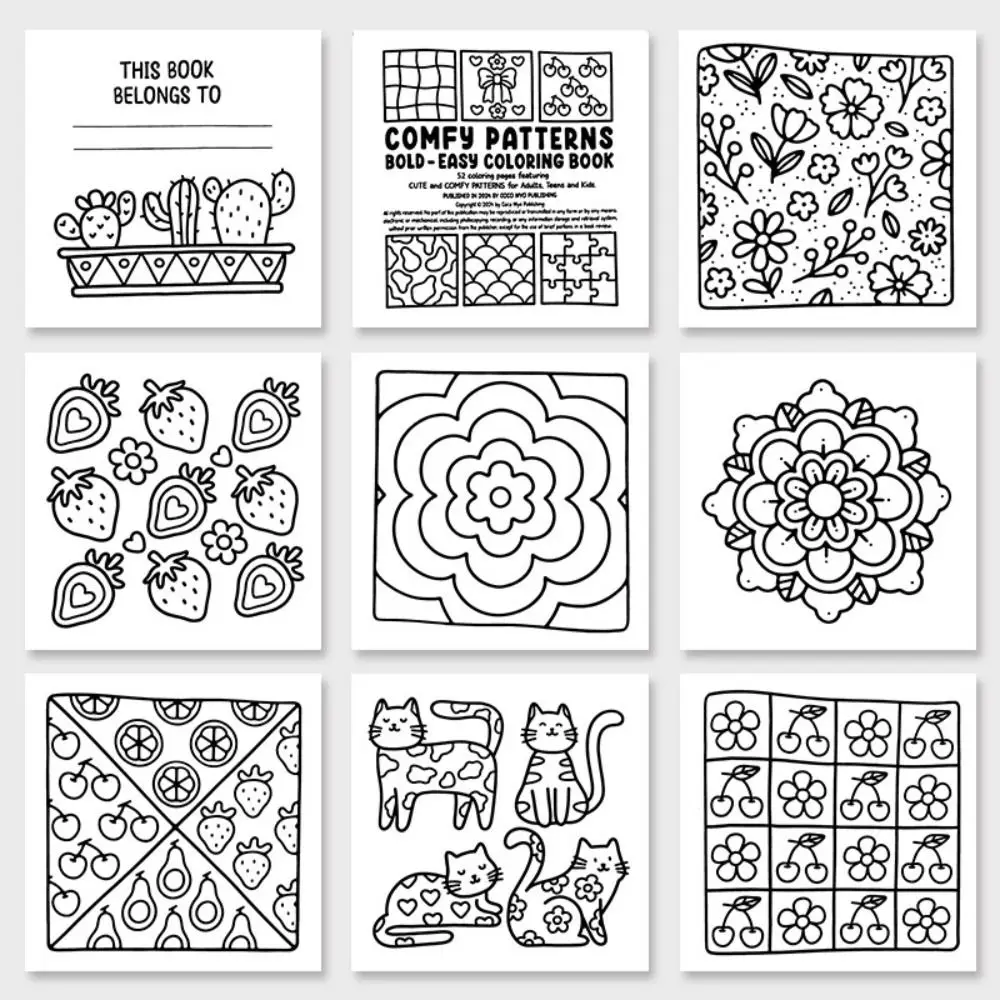 Soothing Coloring Book For Girl Bright Stress Relief Art Perfect Gift for Christmas New Year Anniversary and Birthday Fashion