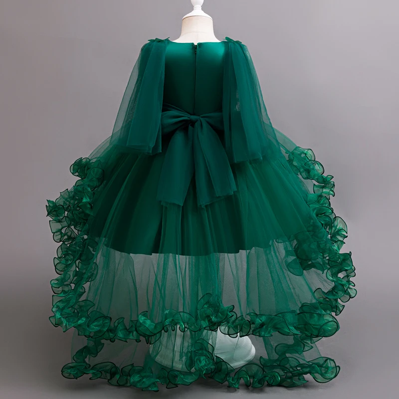 2025 Children Princess Dresses Wedding Bridesmaid Wedding Dress Fluffy Dress Lace Trail Gown Children's Wear