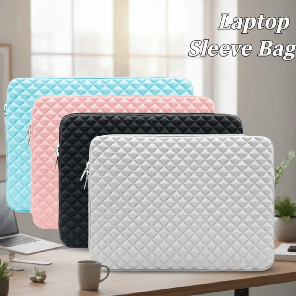 グリッドテクスチャラップトップポータブルスリーブ耐衝撃大容量ノートブック保護バッグ耐摩耗性防水