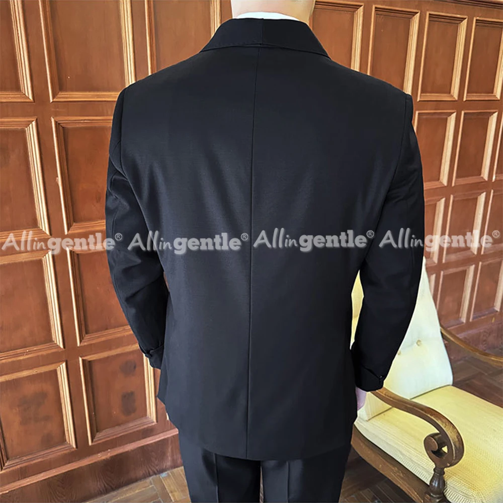 Mens Suit 2 Piece Double-Breasted Slim Fit Formal Wedding Long Sleeve Dress Suits For Men Groom Business Party Set