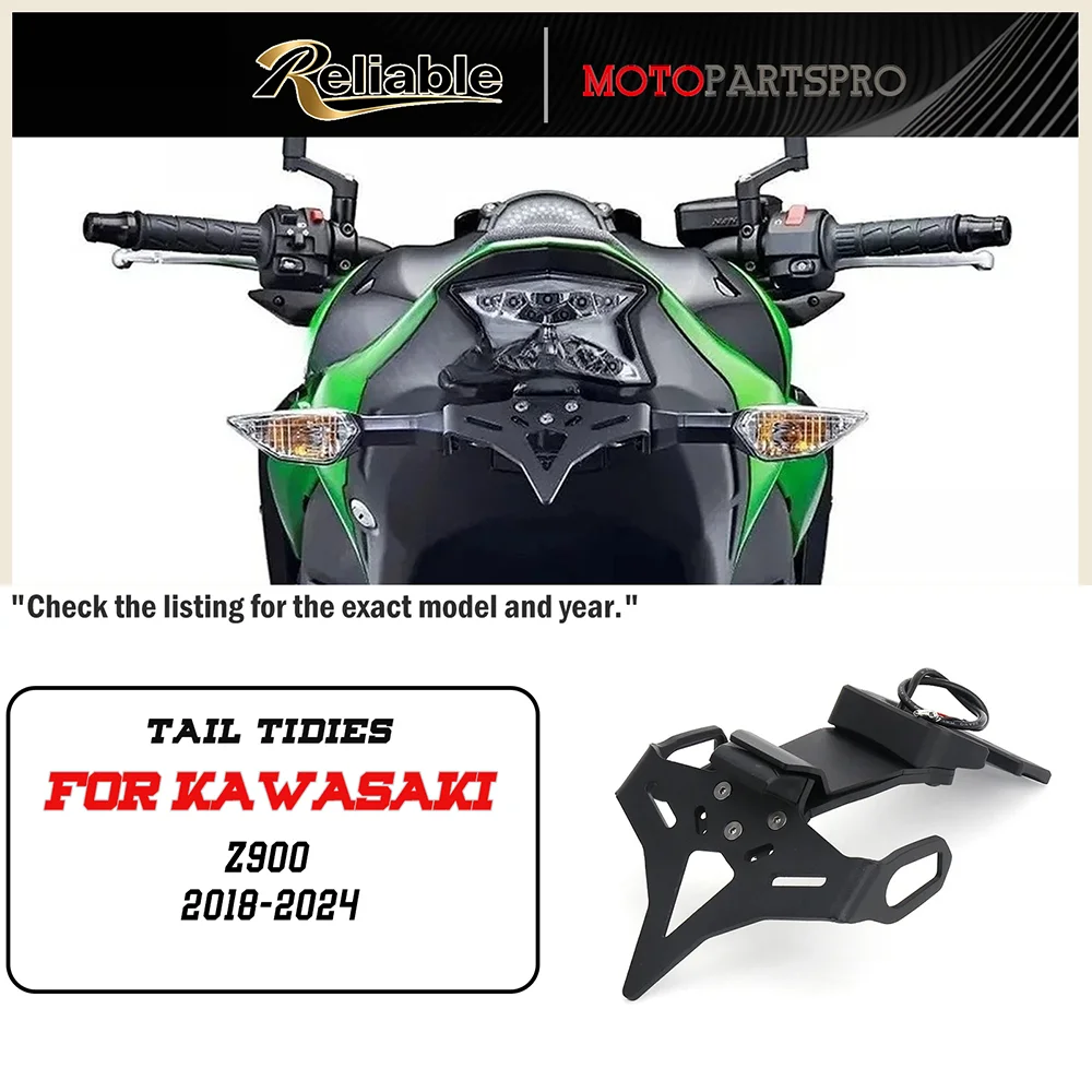 

For Kawasaki Z900 Z900 2018-2023 2024 Motorcycle Rear Short Tail Stock Tidy License Plate Holder Tailstock Bracket With LED Kit
