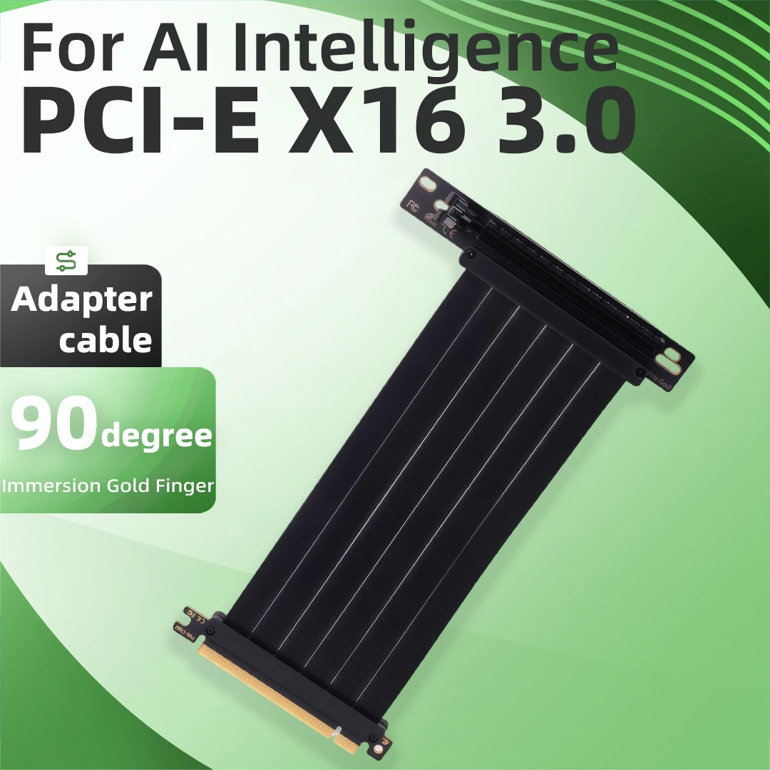 ADT-Link Black 90° PCIE 3.0 16x Graphics Card Extension Cable egpu Riser Adapter Game PC Accessories for AI intelligent Server