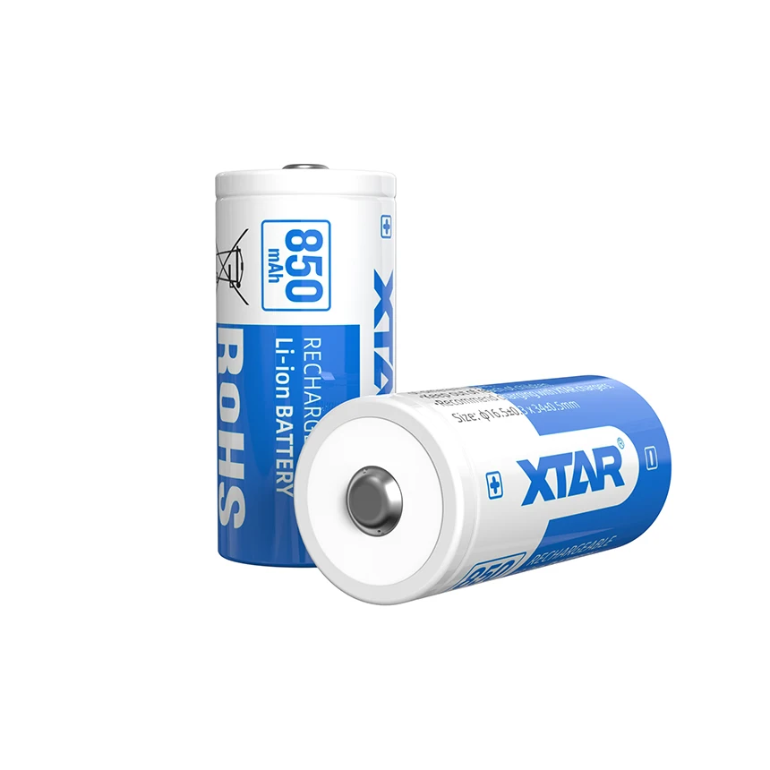 Xtar 1pc 16340 850mah 3.6V 2.5A output Rechargeable lithium battery with protective plate for powerbank