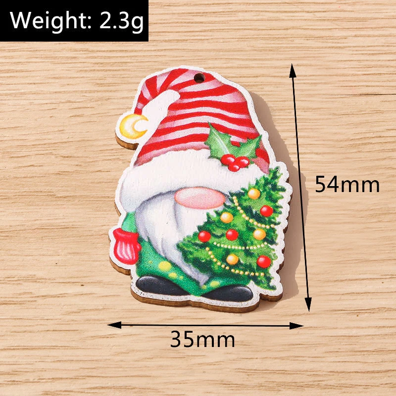 Tusember 10 Stück Weihnachtsanhänger aus Holz, Weihnachtsbaum, Weihnachtsmann, Zwerg, Schneemann, Anhänger für Schmuckherstellung, Ohrringe, Halsketten, DIY – Detail 8