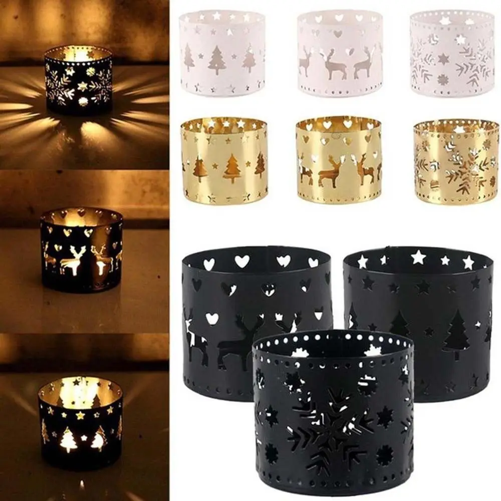 Fashion Practical Christmas Candle Holder Perforated Iron Candlestick Home Decor