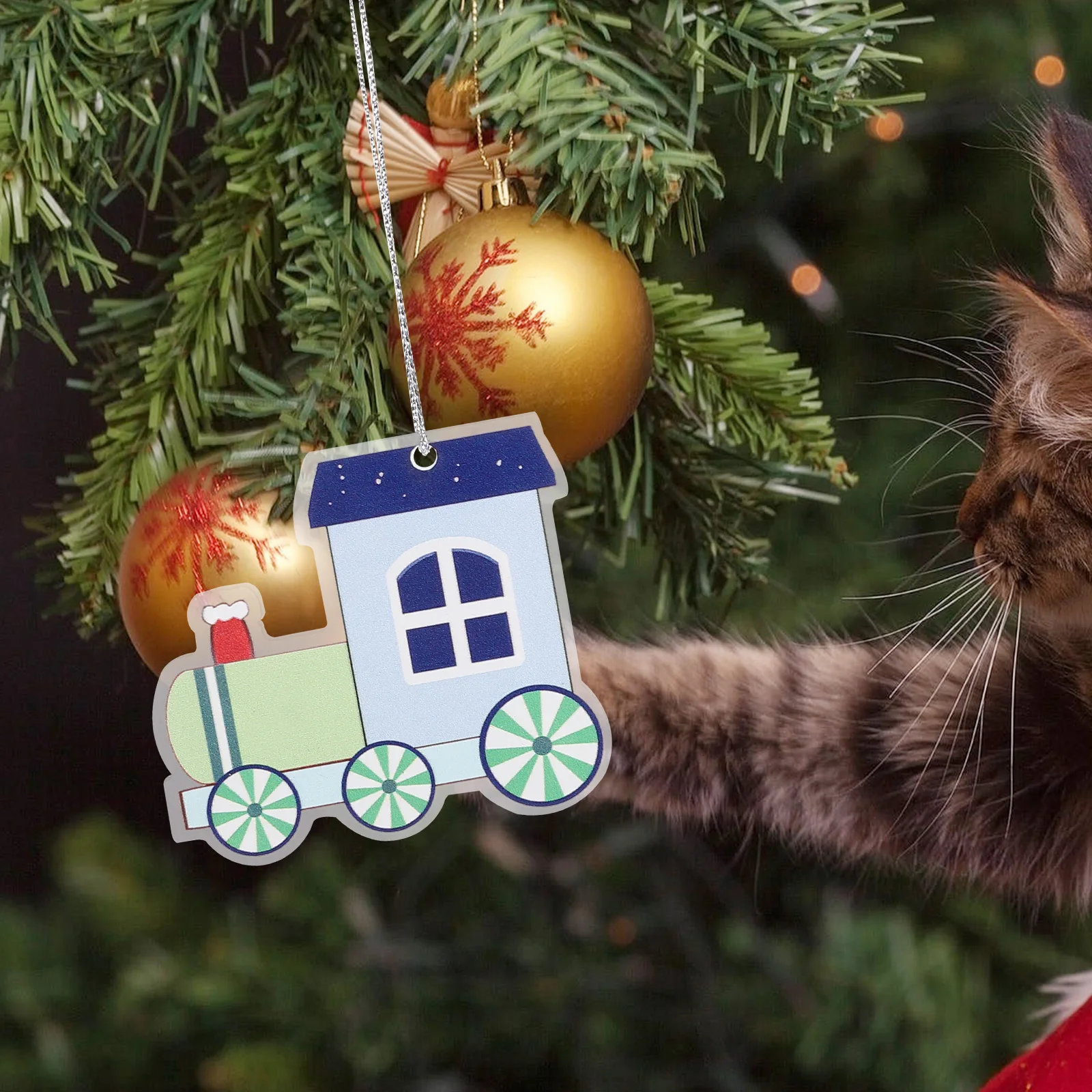 

4Pcs Christmas Tree Hanging Decorations Cute Acrylic Xmas Ornaments Deer Gingerbread Xmas Tree Holiday Decor