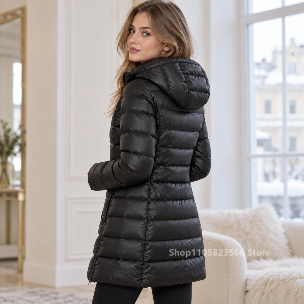 Women Autumn Winter Fashion Long Hooded Down Coat Puffer Jacket Zip Quilted Parkas Thick Warm Slim Outerwear куртка женская