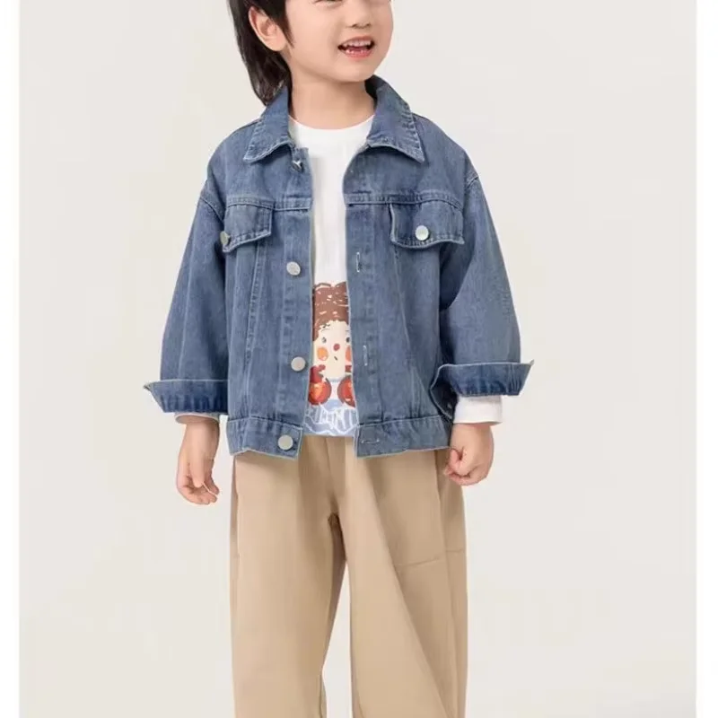 Children's Coat Spring and Autumn 2026 New Boys' Cowboy Top Girls' Baby Korean Edition Jacket 90-150CM