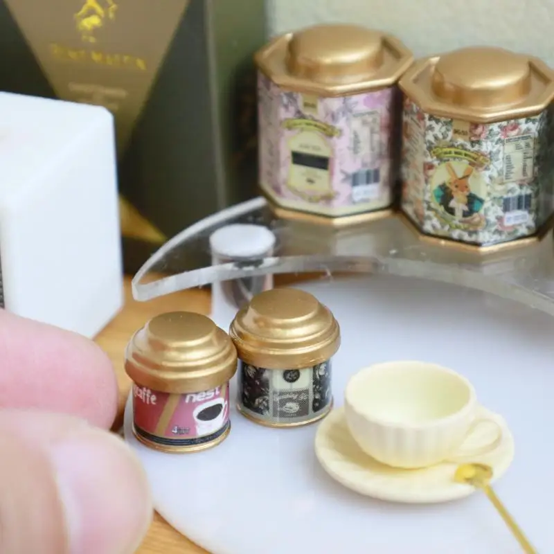 **Doll House Coffee Can Tea Can Model Simulation Item Ornament Model Miniature Mini Toys Doll House Furniture Accessories