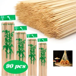 90pcs Bamboo Stick Food Grade Bamboo Skewer Sticks Disposable Natural Wood Long Stick For Barbecue Fruit BBQ Tools 15/20/25/30cm