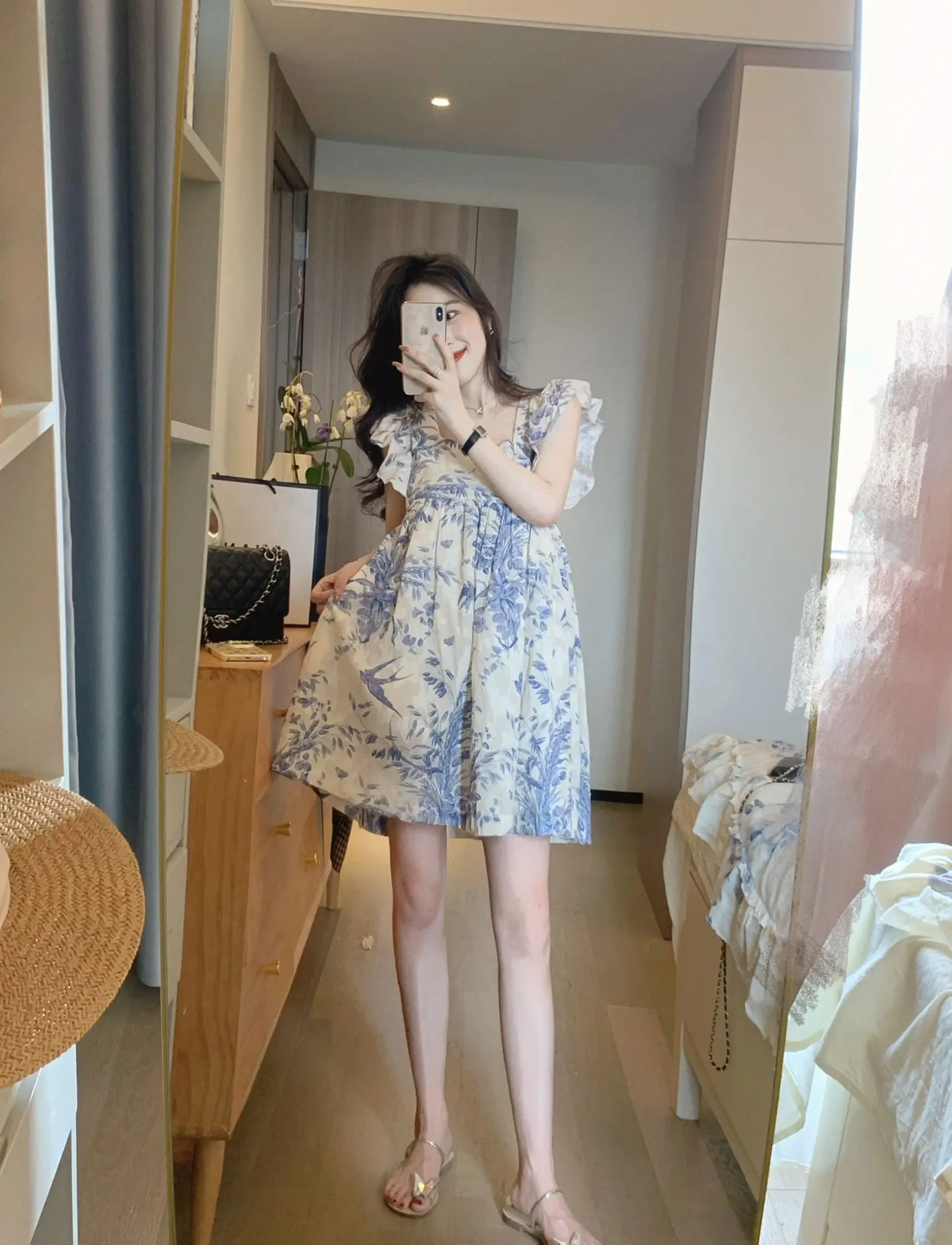 Maternity Vintage Dress 2024 New Clothes For Pregnant Women O-Neck Short / Long Sleeve Floral Elegant Pregnancy Vestidos