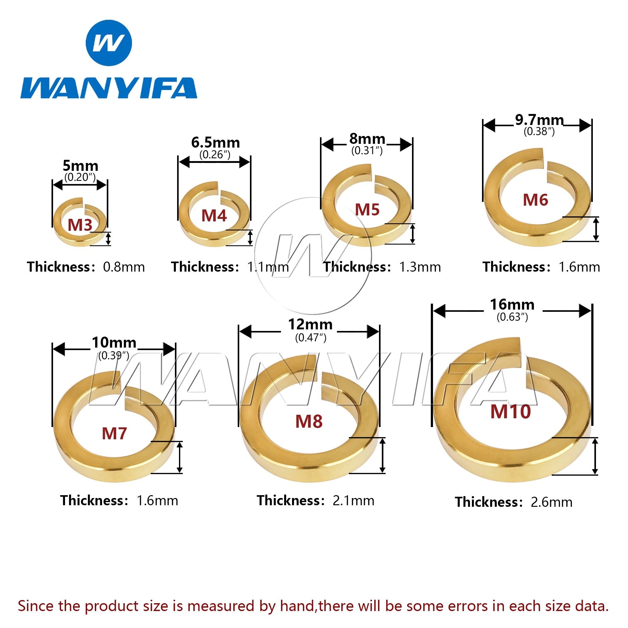 Wanyifa Titanium Alloy Slotted Spring Washers M3, M4, M5, M6, M7, M8, M10 Anti-loosening Spring Washers Suitable for Motorcycle