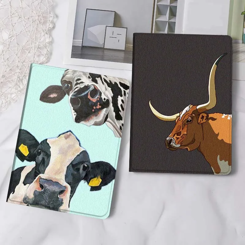 

Cartoon Cow Head Portrait Gift Tablet Case For Samsung Tab Galaxy S6 S11 A A7 A8 A9 A11 10.1 10.4 10.5 Plus Lite