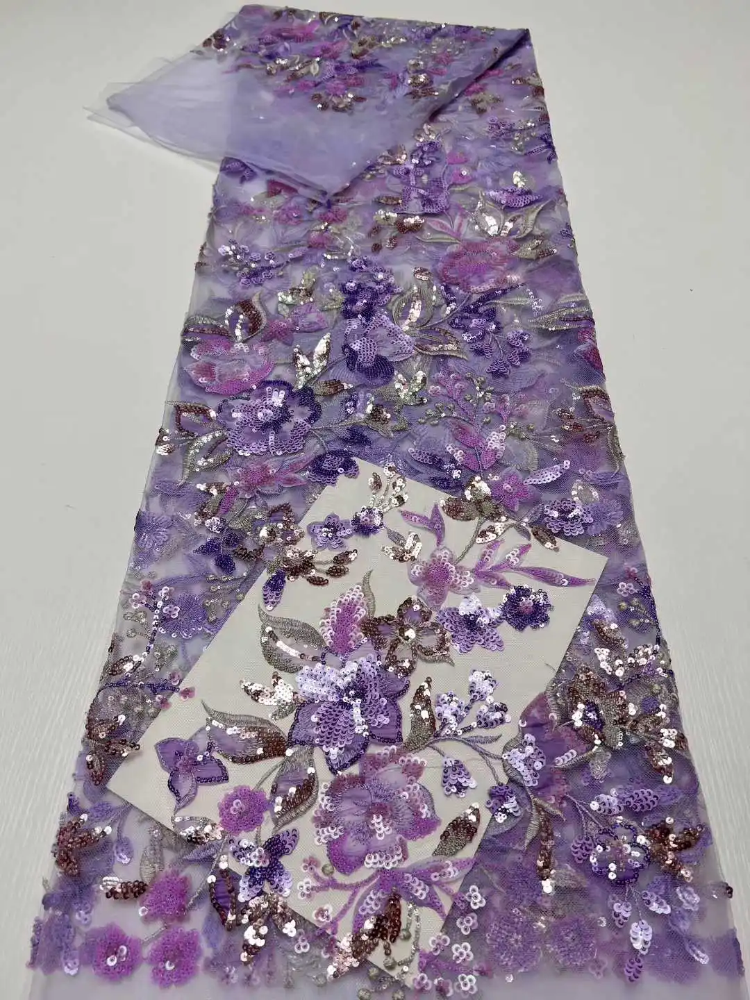 

Latest 2025 High Quality Delicate Eligant Soft Embroiderd African Sequins Tulle Lace Fabric Nigerian For Wedding Evening Dress