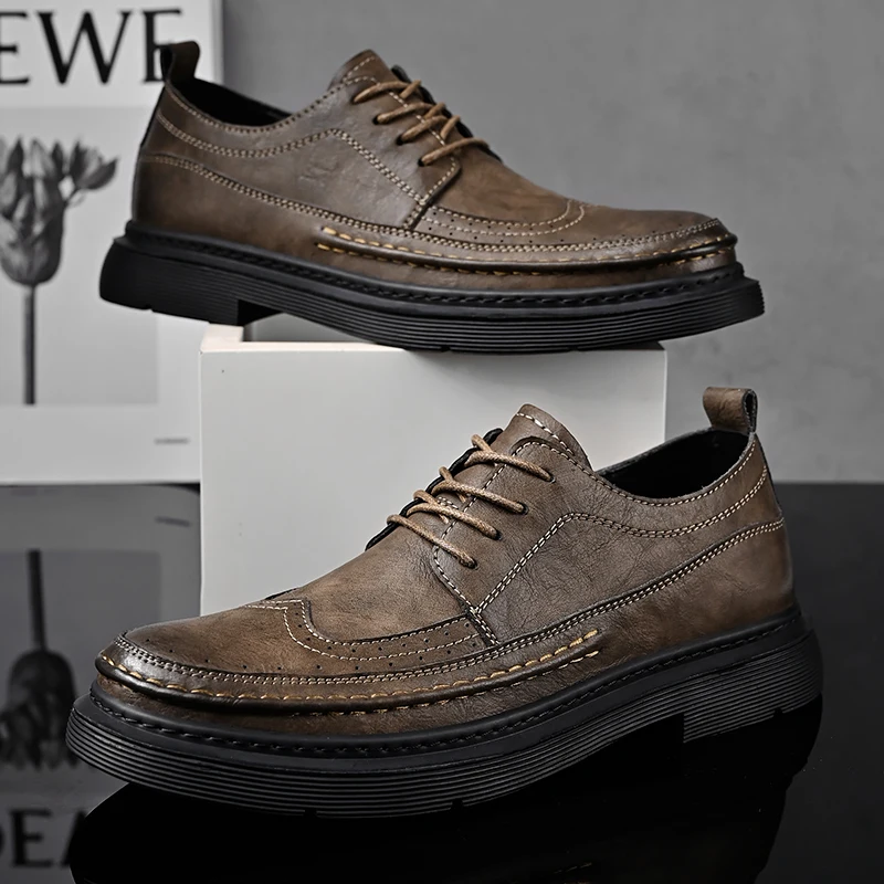 Men Spring Autumn Thick Soled Business Casual Shoes Breathable Comfortable Daily Commuting Young  Fashionable Shoes