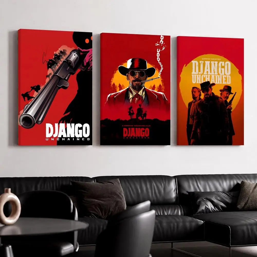 Classic Movie D-Django U-Unchained Framed Wall Painting Ready to Hang Canvas Wall Art Poster for Bedroom Living Room Home Decor