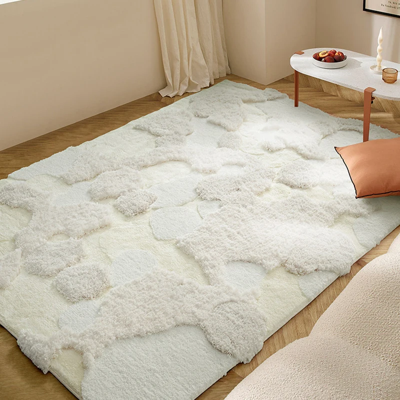 Solid Color Luxury Living Room Rug Carpet Plain Color Cream Style Bedroom Carpet Thick Sofa Large Floor Rug Bedroom Mat Modern