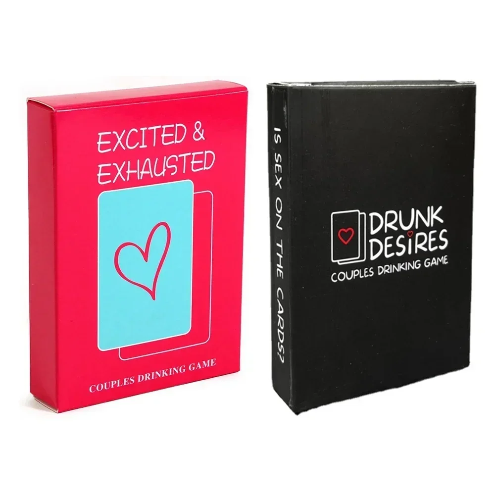 Excited Exhausted Couples Drinking Game Card for Couple Drunks Adults Hen Night Party Board Deck Bedroom Let Truth Dare