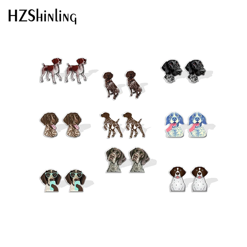 2021 New German Shorthair Pointer Stud Earring Funny Dog Acrylic Resin Earrings Epoxy Handmade Jewelry Gifts Friends