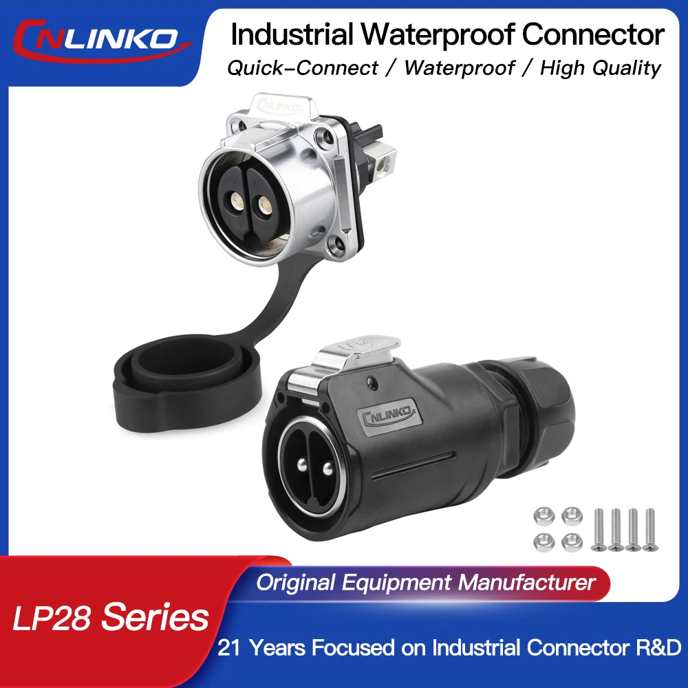 

CNLINKO M28 50A 500V High Durability Industrial Connector Screw Wiring 2Pin 3Pin Waterproof Circular Electrical Cable Connector