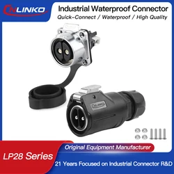CNLINKO M28 50A 500V High Durability Industrial Connector Screw Wiring 2Pin 3Pin Waterproof Circular Electrical Cable Connector