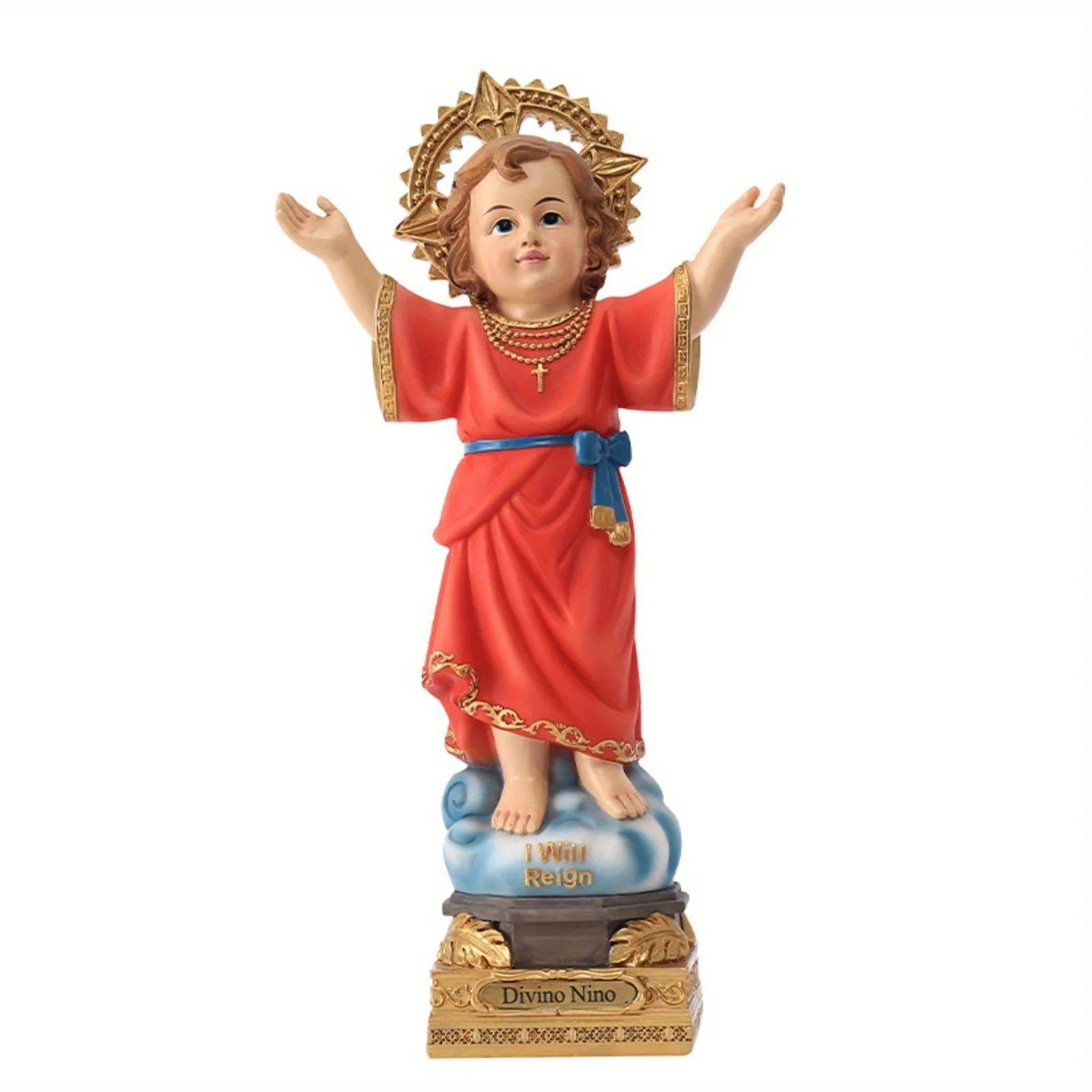 

1Pc 32.5cm Statue Resin Divino Nino Jesus Statue Religious Decoration 8'Tall Resin Divine Child Baby Jesus Figurine Sculpture