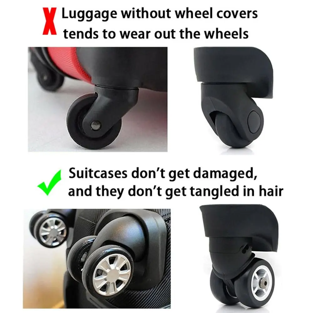 8PCS Luggage Caster Shoes With Silent Sound Wheel Wear Luggage Wheel Protection Cover Casters Suitcases Shoes Silicone Cover