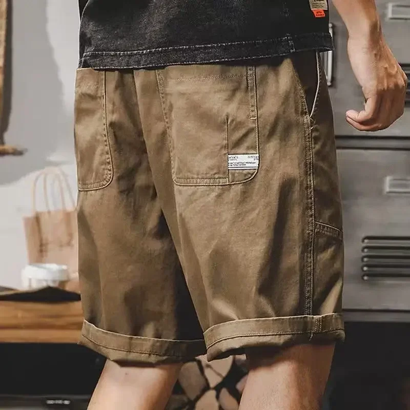 Male Short Pants Big Size Oversize With Pockets Solid Men's Cargo Shorts Popular Vintage Comfortable Casual Wide Summer