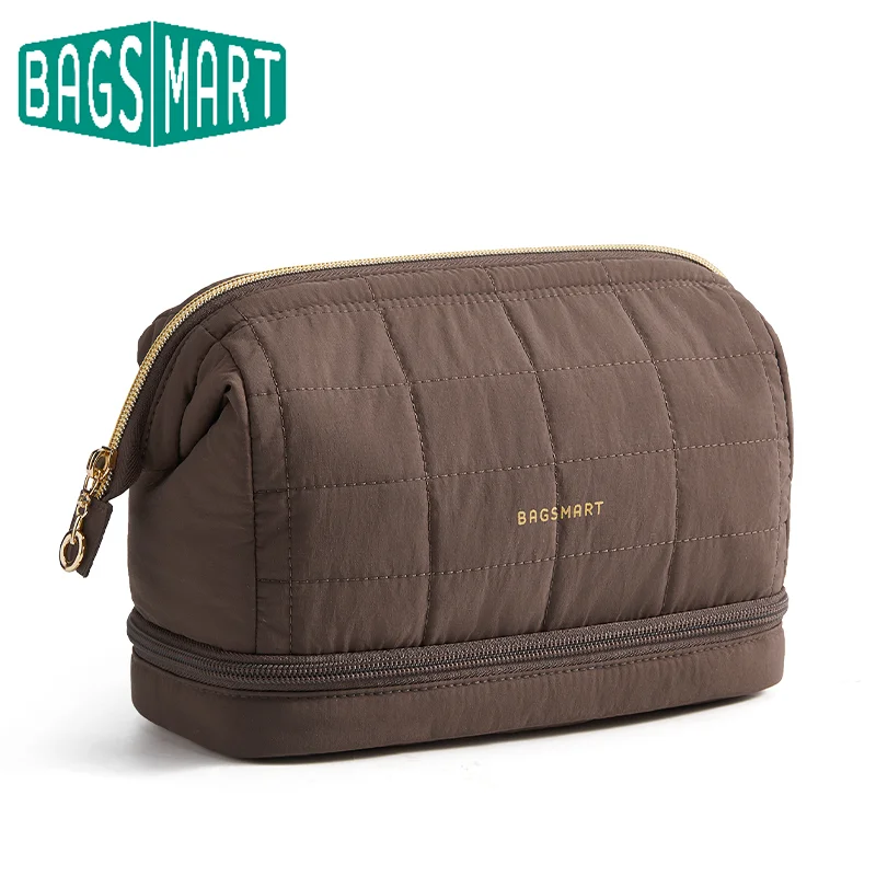 BAGSMART Makeup Bag Travel Toiletry Bag Puffy Padded Make Up Bags for Women Makeup Organizer Case Travel Essentials Toiletries