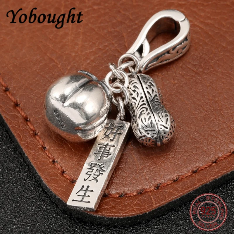

NEW S925 Pure Silver Retro Auspicious Event Persimmon Peanut Tassel Men's And Women's Personality Pendant