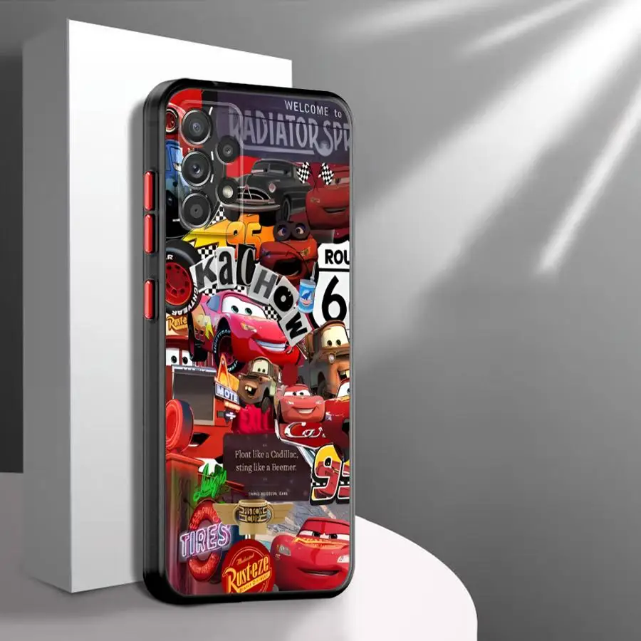 Telefoon Geval voor Samsung Galaxy A23 A72 A36 A22 A31 A21 A25 A26 A32 A73 A52 A71 A56 Soft Cover Lightning McQueen 95 Auto Plating