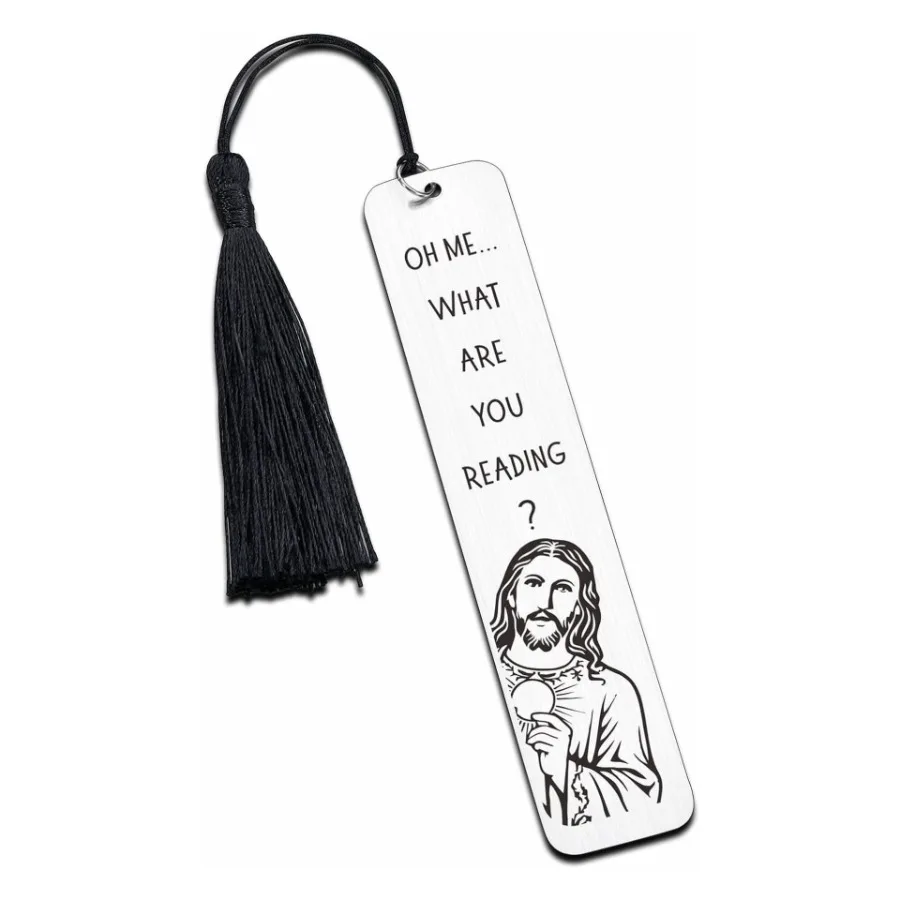 Personalized Religious Stainless Steel Bookmark with Engraved Cross Pendant - Ideal Gift for Friends