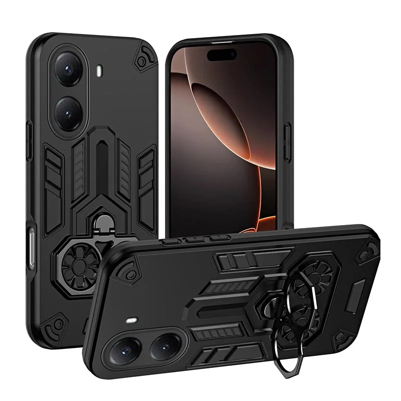 حافظة مدرعة مقاومة للصدمات لهاتف Xiaomi Redmi 14C A5 A4 A3 Pro Note 14 Pro Plus Poco X7 Pro C75 C71 4G 5G غطاء حامل البنصر المزدوج