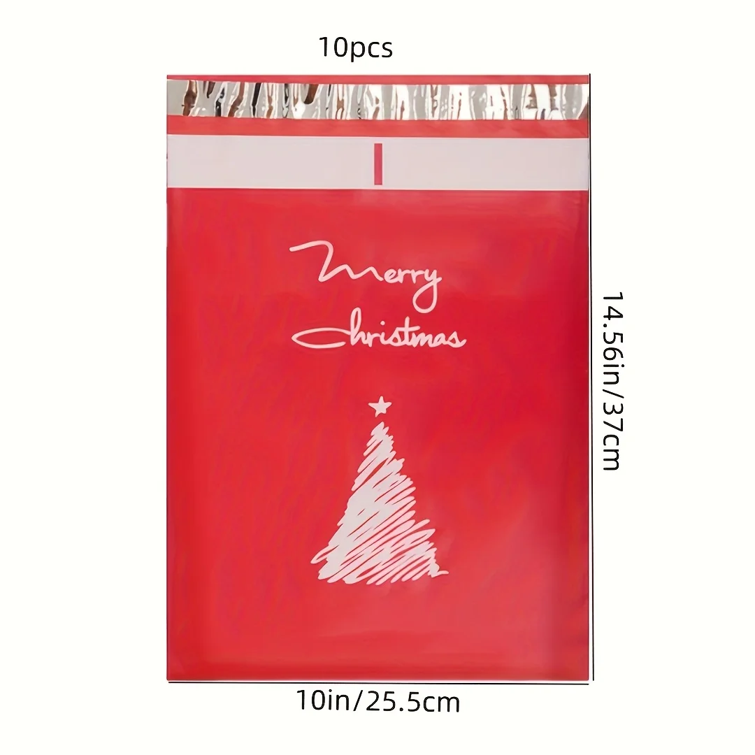 10/16Pcs Christmas Tree Poly Mailers,10×14 Inch Self‑Seal Envelopes, Durable PP Material Shipping Bags for Safe Transport & Gift