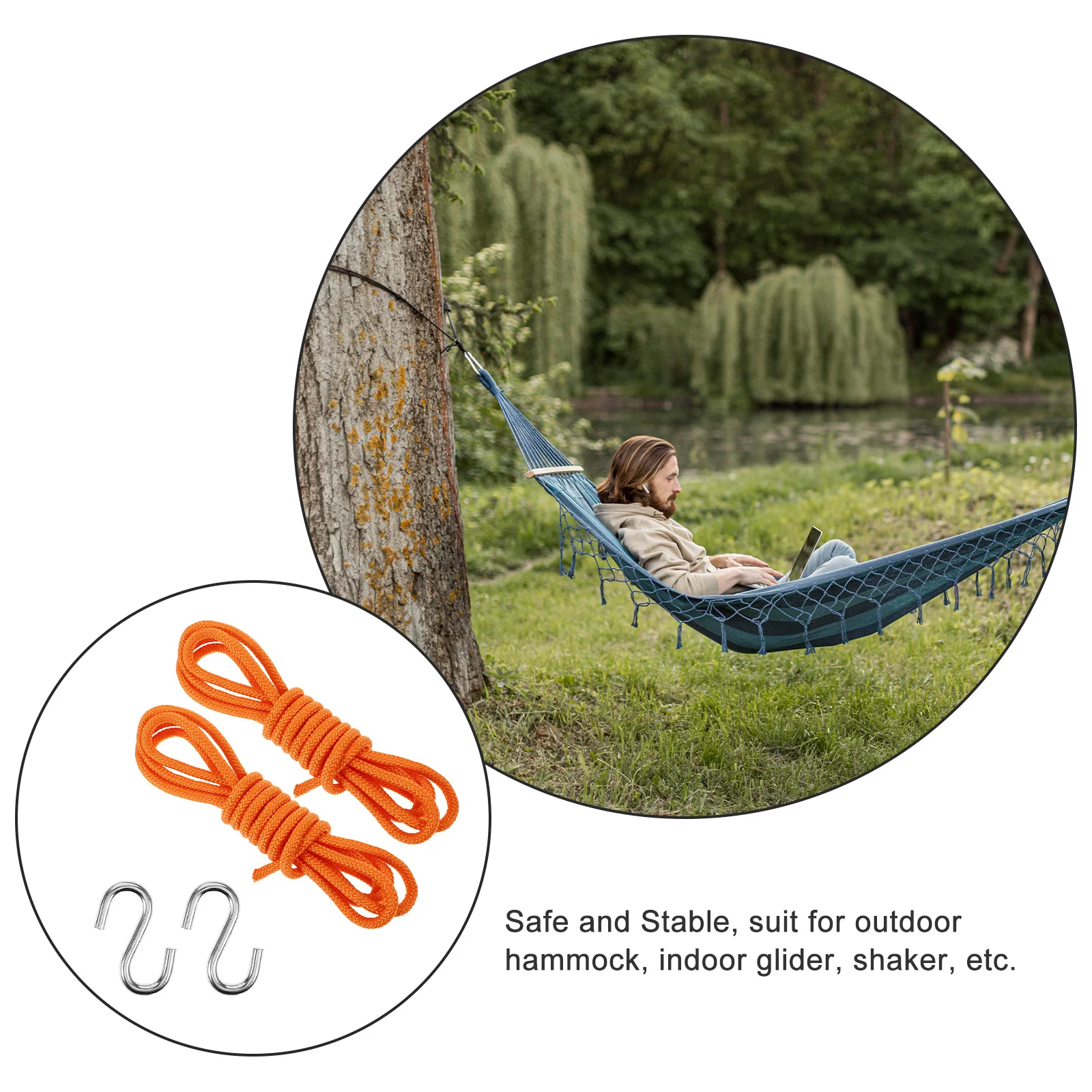 

1Set Hammock Rope Set Lightweight Strong Buckle Design Easy Install for Outdoor Camping Hiking Hammock Fixing Accessories