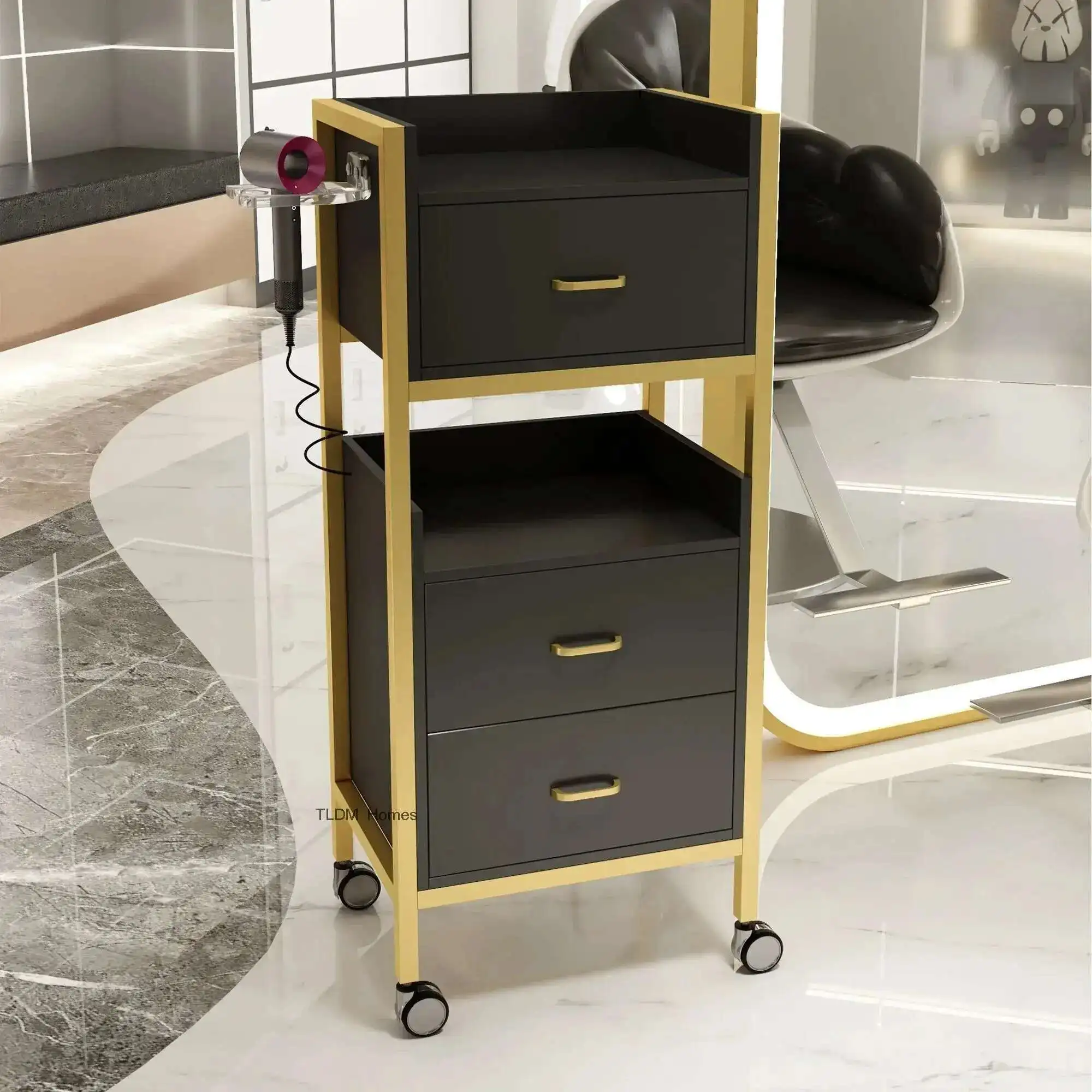 

Beauty Salon Tray Auxiliary Car Wheels Cleaning Cart Professional Furniture Hairdresser Aesthetic Carrello Reception Barber