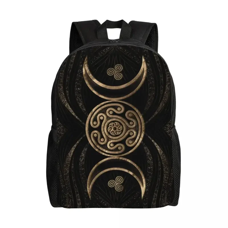 Custom Hecate Wheel Triple Moon Goddess Backpack  Waterproof College School Goth Pentagram Witch Witchcraft Bag Printing Bookbag