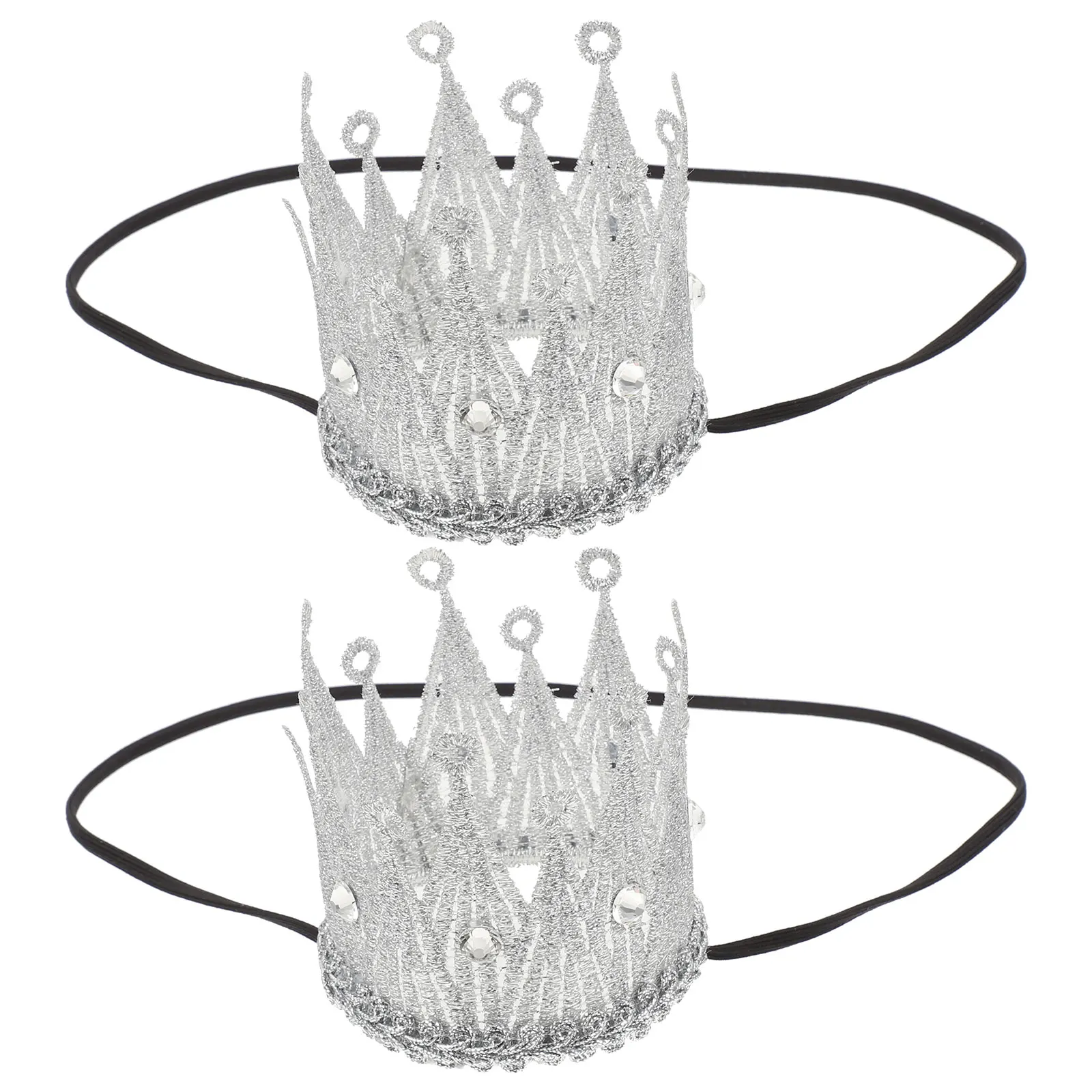 

2Pcs Princess Crown Headband Toy Birthday Party Crowns for Kids Costume Glitter Headdress Toddler Photography Wedding
