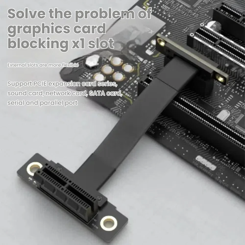TISHRIC PCIe 3.0 x1 إلى x1 5/10/15/20 سم PCIE X1 Riser Cable 1GB/s 180 / 90 درجة زاوية تمديد كابل لأجهزة PCIE