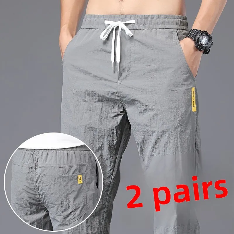 

Ультратонкие повседневные брюки для рабочей одежды для мужчин, износостойкие свободные брюки из ледяного шелка для офиса и работы, прямые брюки Харлан