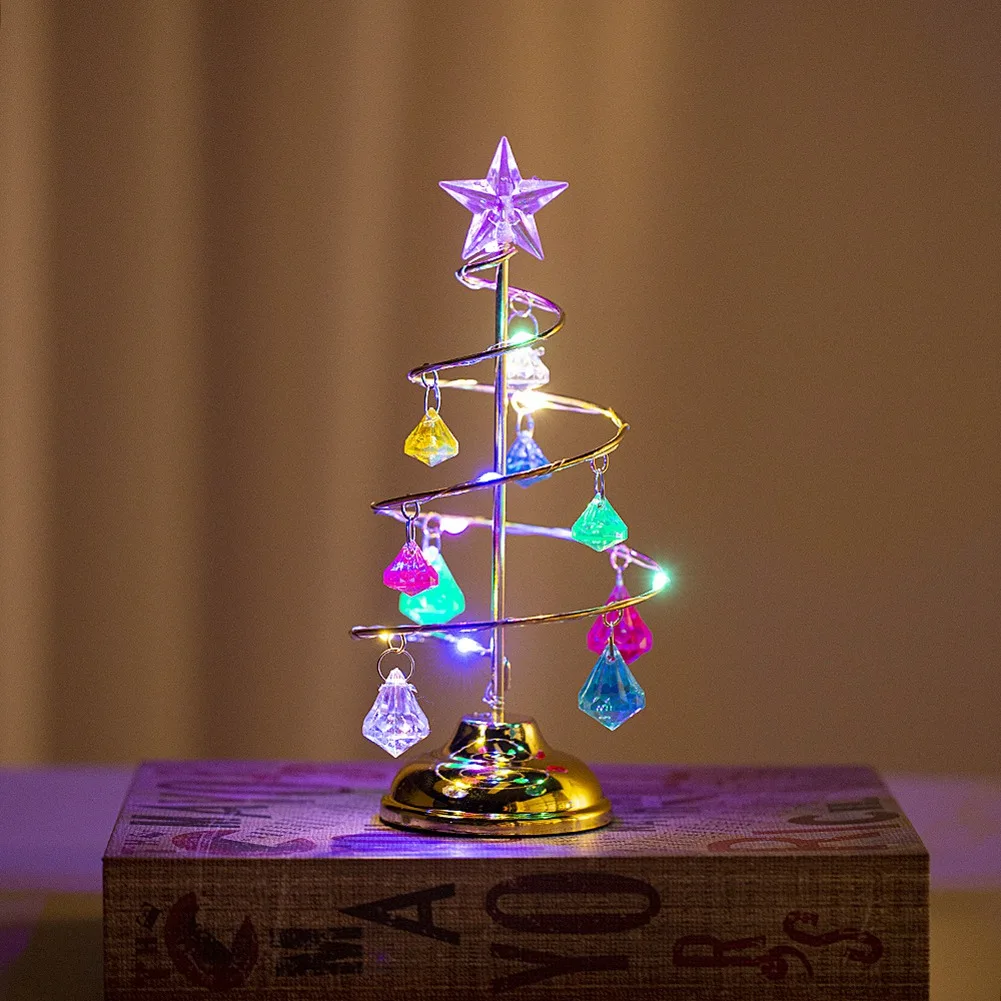 Christmas Decorations Tree Crystal Table Decor Xmas Gifts Christmas Tree Lighting Party Festival Decor Lamp S