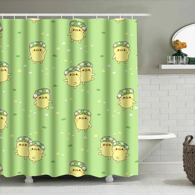 

Cute Cartoon Chicken Print Shower Curtain Green Color Waterproof Bathroom Decorations Free Shipping on AliExpress.com