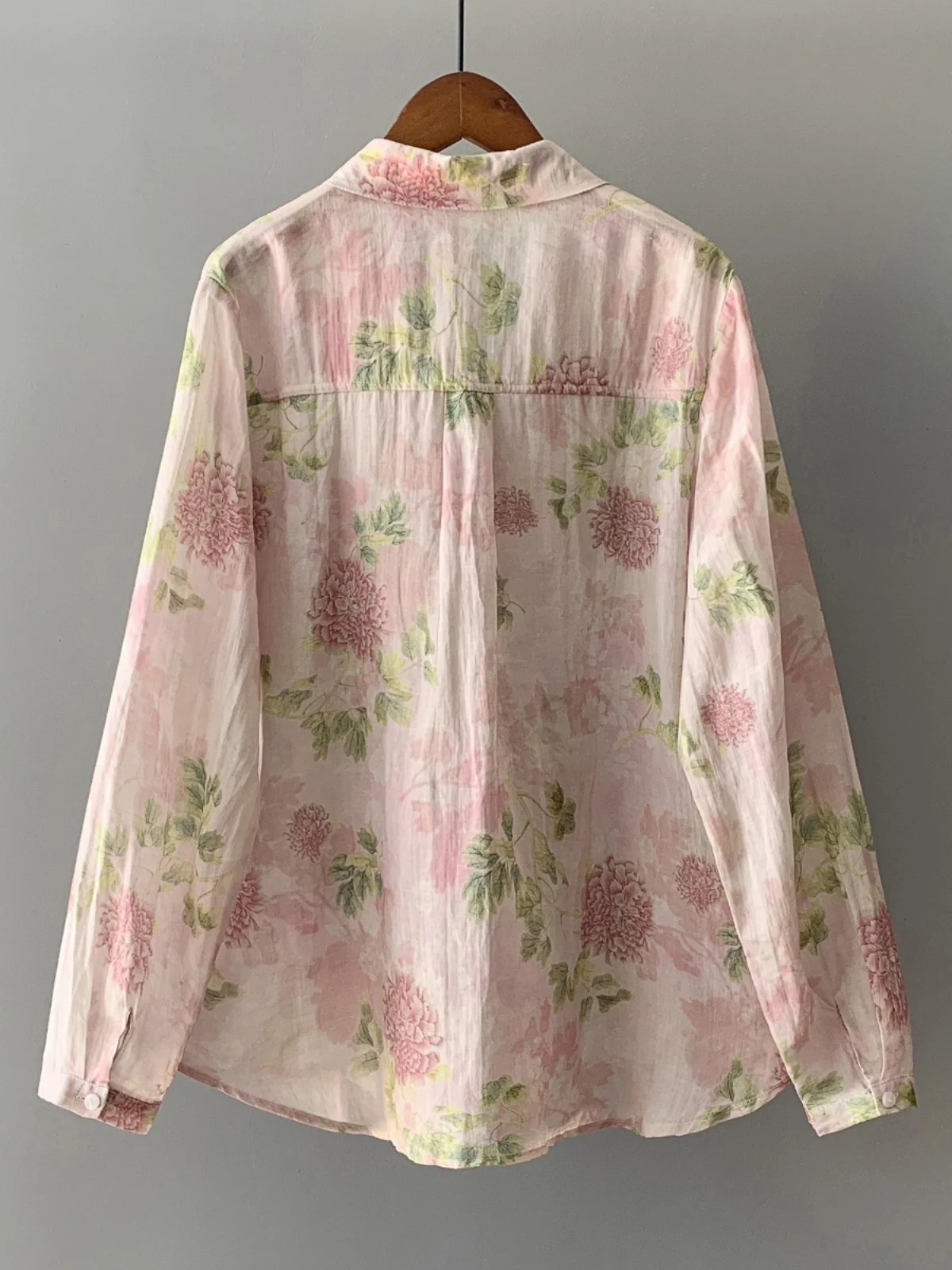 Retro Artistic Print Flax irt Women's Loose Casual Single Button Long Sve Layered Cotton Linen Open Cardigan Top