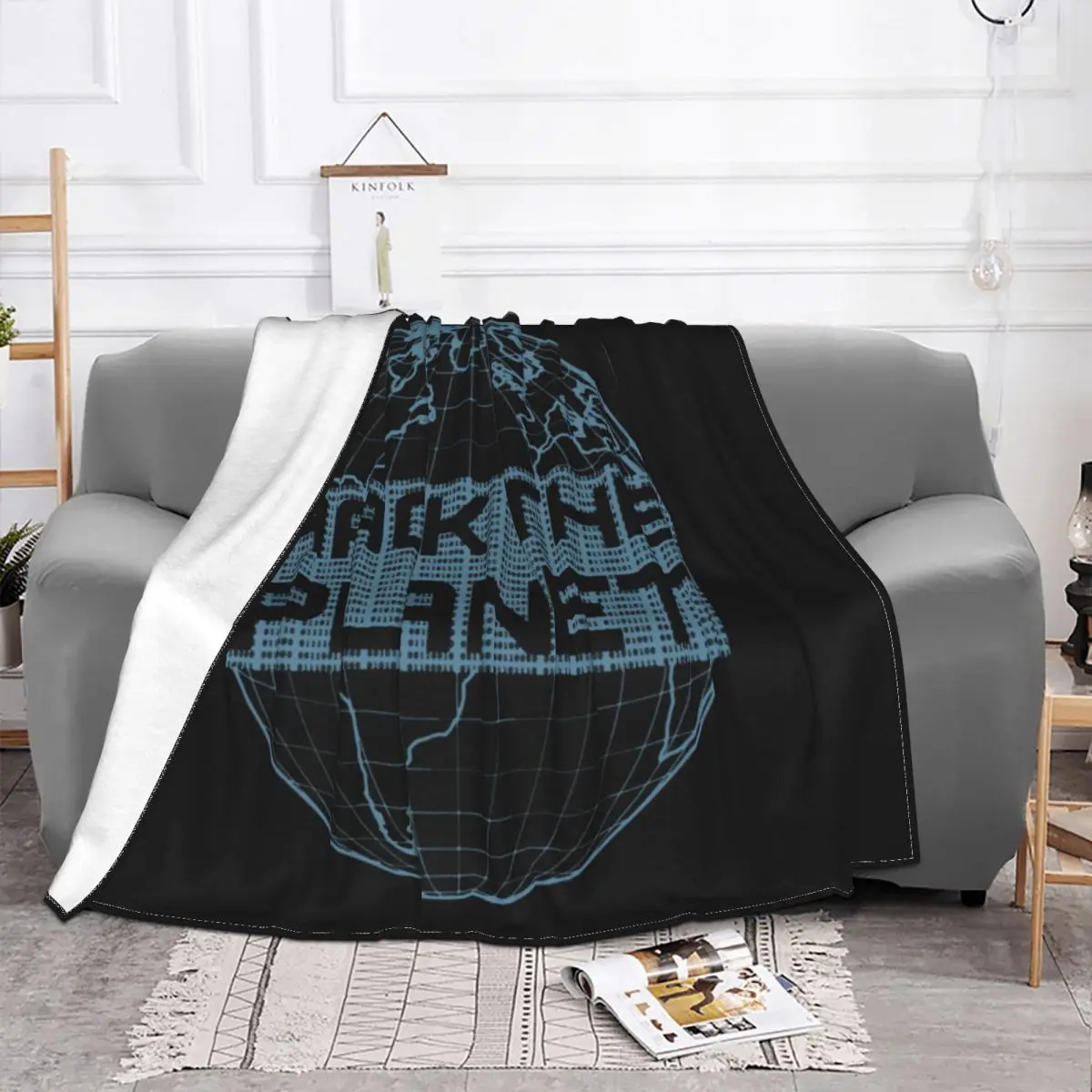 IT Programmer Blanket Fleece Plush All Season Plaid Hack The Planet Blue Globe Hackers Throw Blankets For Bedding Rug Piece