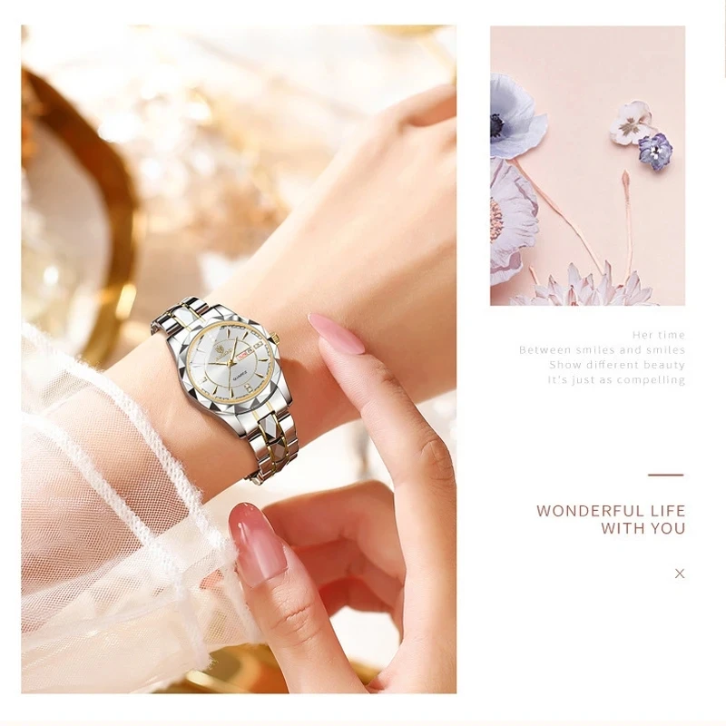 BINBOND Brand Watch Luxury Quazt woman Watches Waterproof Luminous Date Ms. Wristwatch Fashion Sports woman Clock 5552