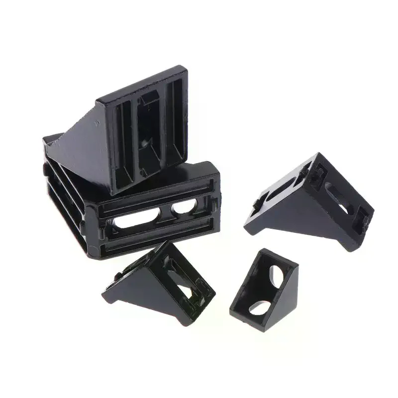 Black 5Pcs High Strength Aluminum Connectors For Industrial Bracket Angle Fittings 2020/2028/3030/3060/4040/4545