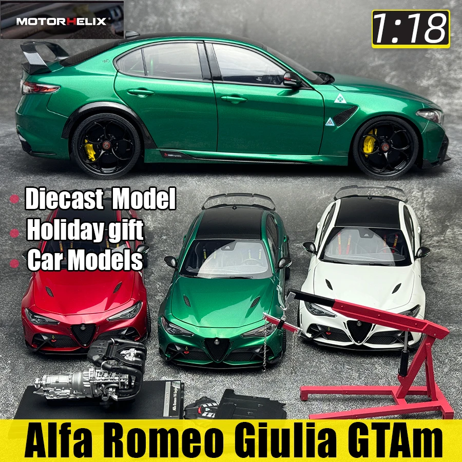 Alfa Romeo Giulia GTAm Vermelho Verde Branco escala 1/18 MOTORHELIX marca modelo de carro modelo de metal fundido coleção de presentes de feriado