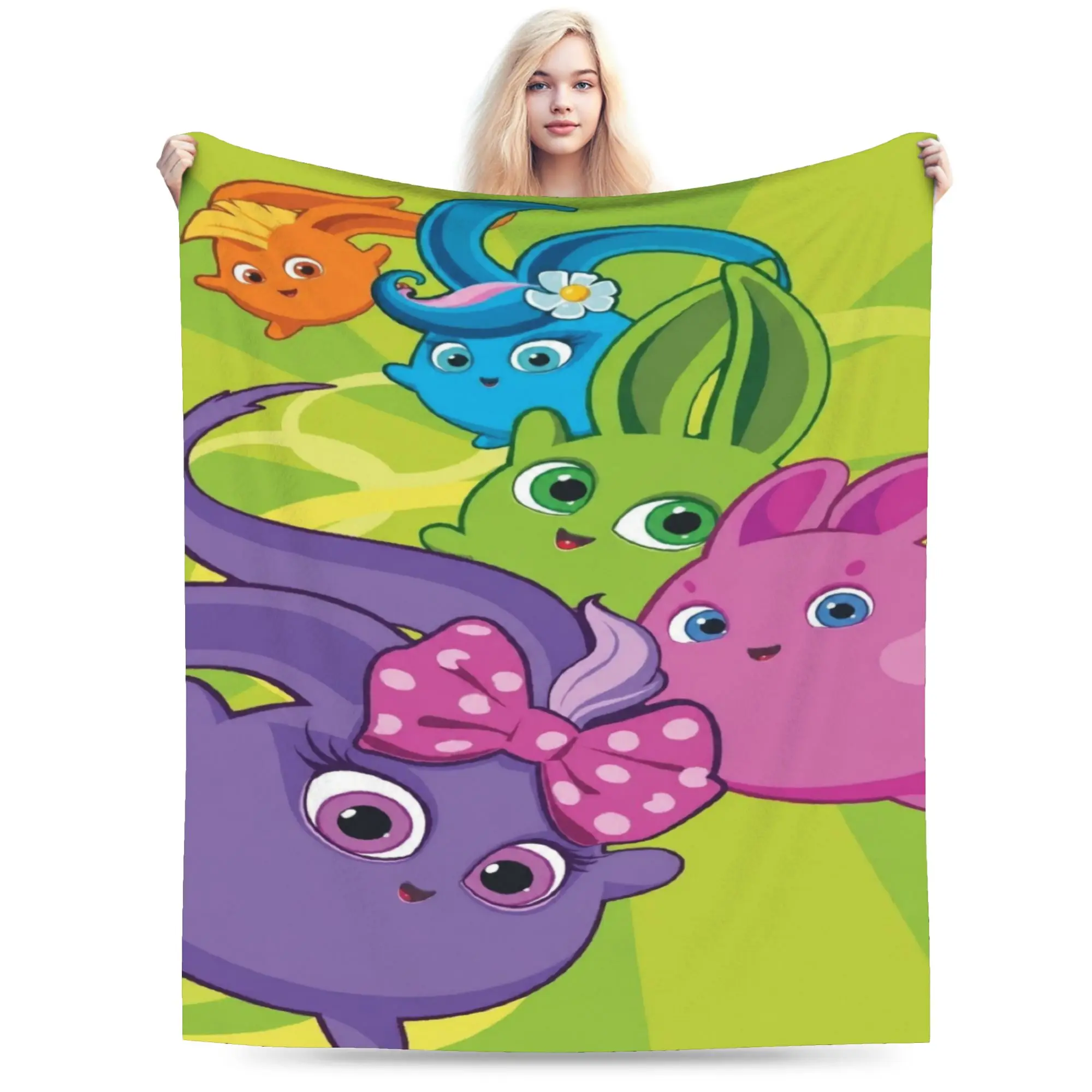 Comfortable Sunnys Bunnies cartoon Blanket Stuff Sofa Decorative  Throw Blanket Soft Flannel for Outdoor