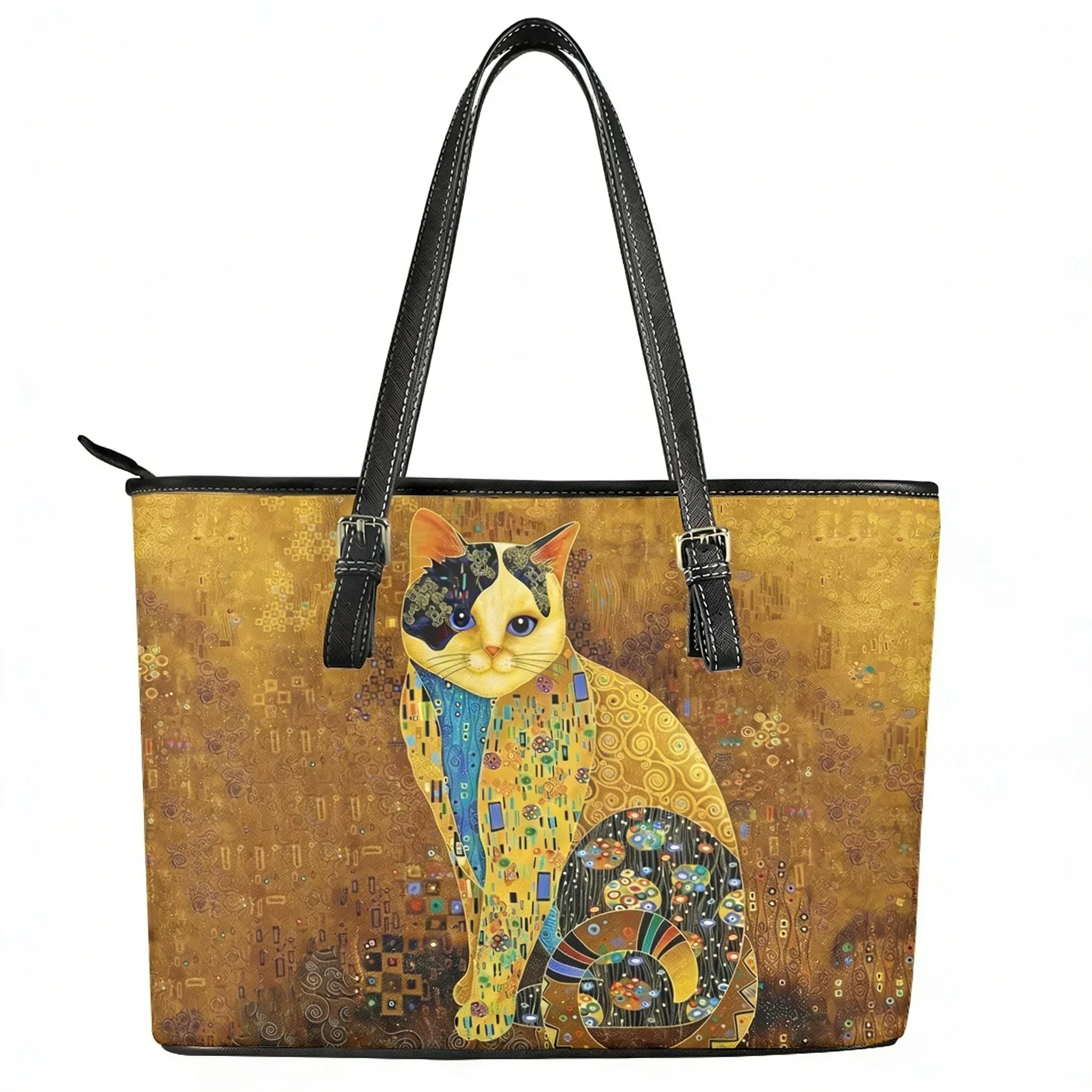 

Floral Retro Wealth Cat Pattern Custom Handbag Womens Mens Tote Bag Shoulder Bag Business Leather Purse Travel Bag Gift