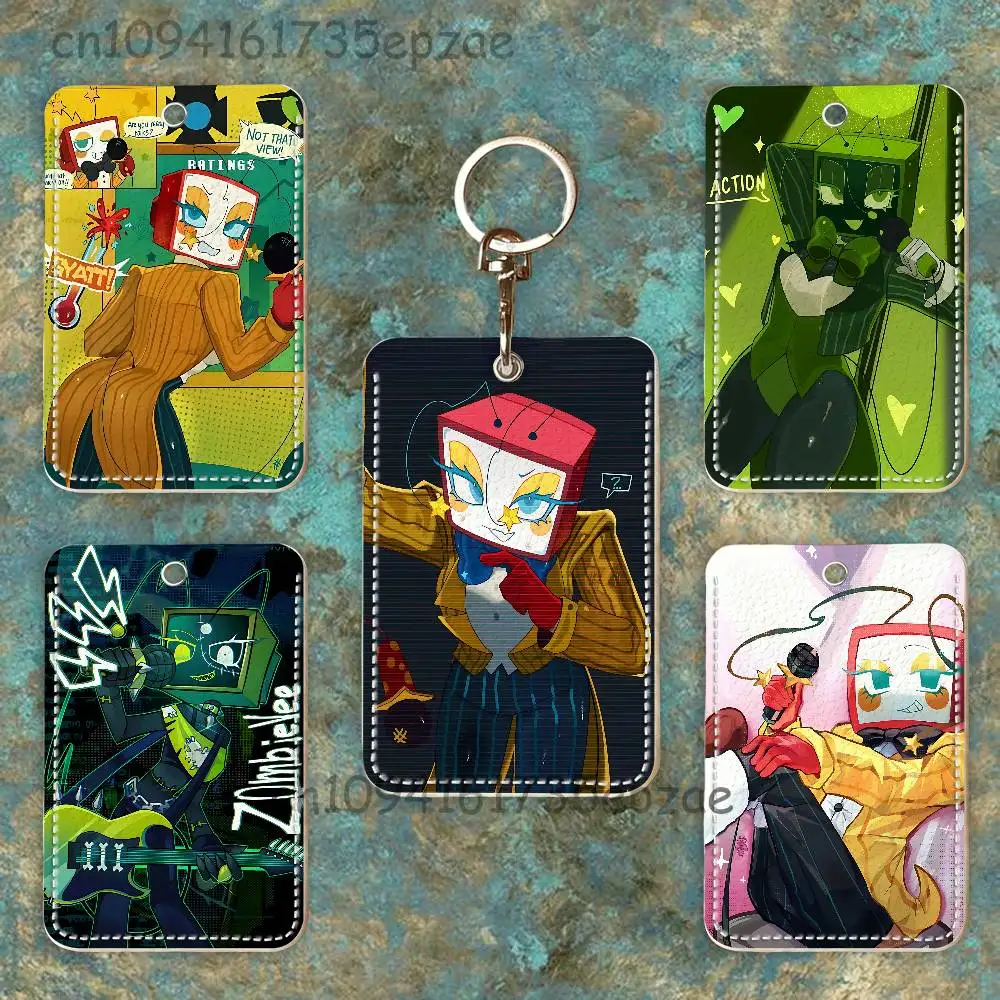

Vee Fanart D-Dandysw-WorldS Rectangle Card Case Keychain Access Card Bag Key Tag Ring Leather Card Holder Key Ring Access